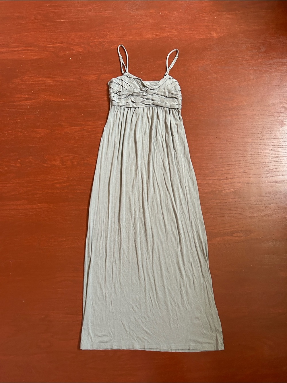 New York & Company Taupe Braided Bodice Maxi Dress